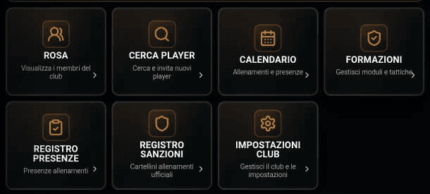 Preview strumenti Gestione Club